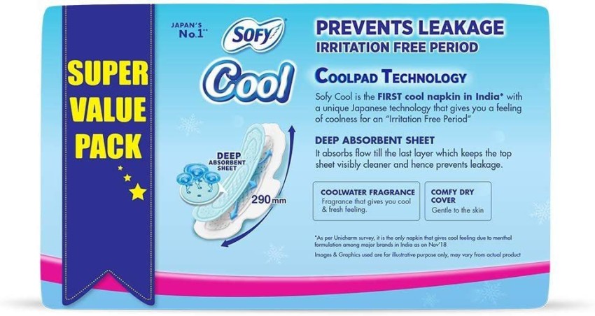 SOFY Cool Pads Extra Long - (49) Sanitary Pad, Buy Women Hygiene products  online in India