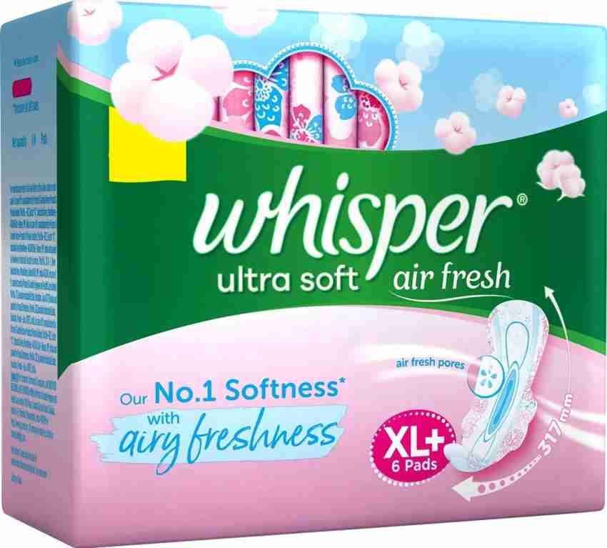 Buy Whisper Ultra Soft Air Fresh Sanitary Napkin (XL+ ) 30 pads Online at  Best Prices in India - JioMart.