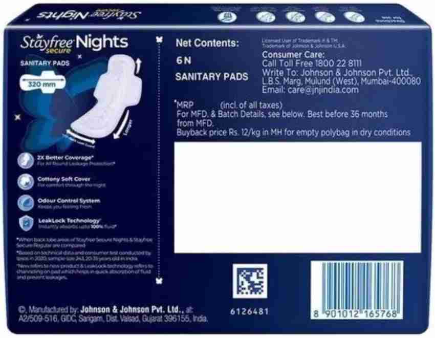 Stayfree Secure Night Sanitary Napkins for Women, 40 Pads