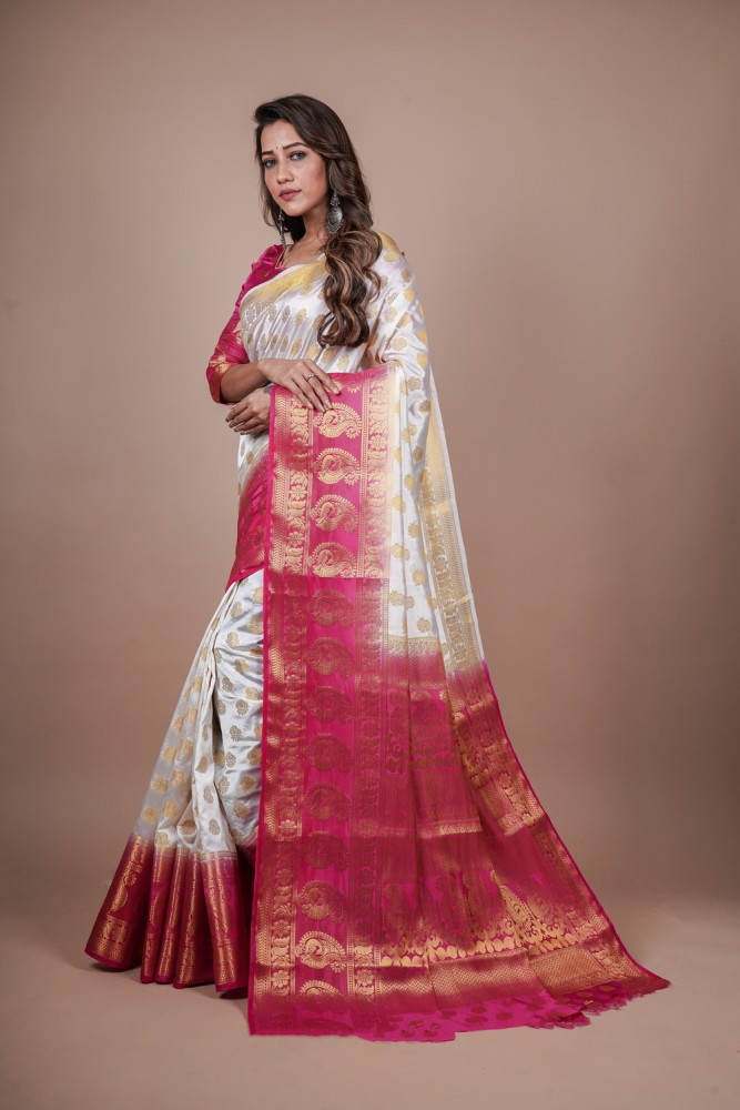 Varuna Enterprise Aura Kerry Cotton Silk Wedding Saree With Jari