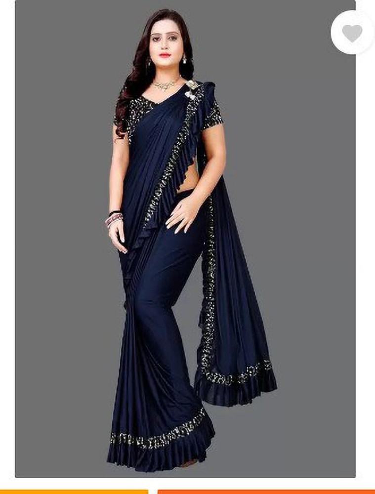 Navy blue saree flipkart best sale