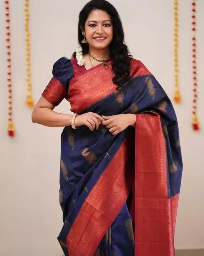 Buy Nilam Fashion Hub Woven Kanjivaram Jacquard Pure Silk Dark