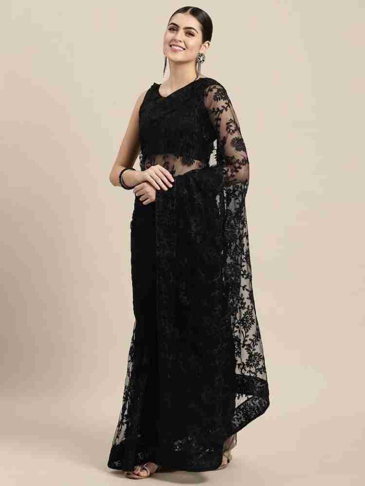 Buy vairagee Embroidered Bollywood Net Black Sarees Online @ Best
