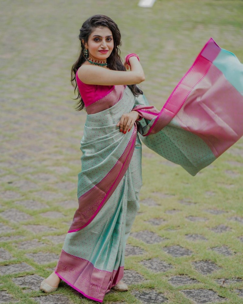 Two tone green with pink Uppada Silk Pattu Saree, Wedding Saree, Pure –  shakthistyles