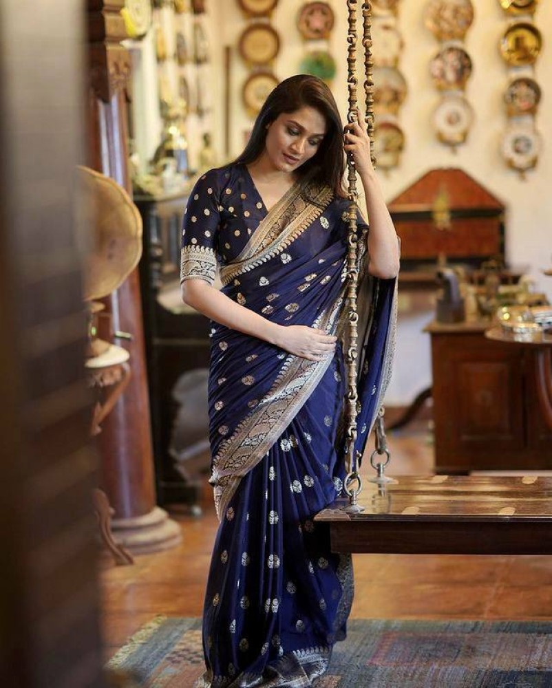 Navy blue 2024 saree flipkart