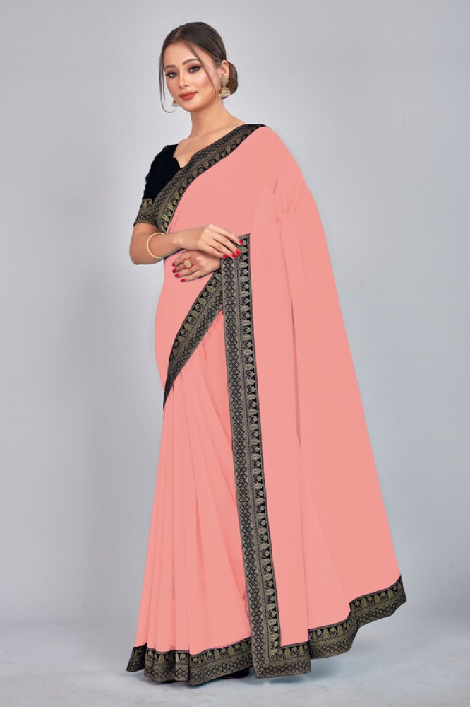 Buy CastilloFab Self Design Daily Wear Georgette Pink, Orange Sarees Online  @ Best Price In India