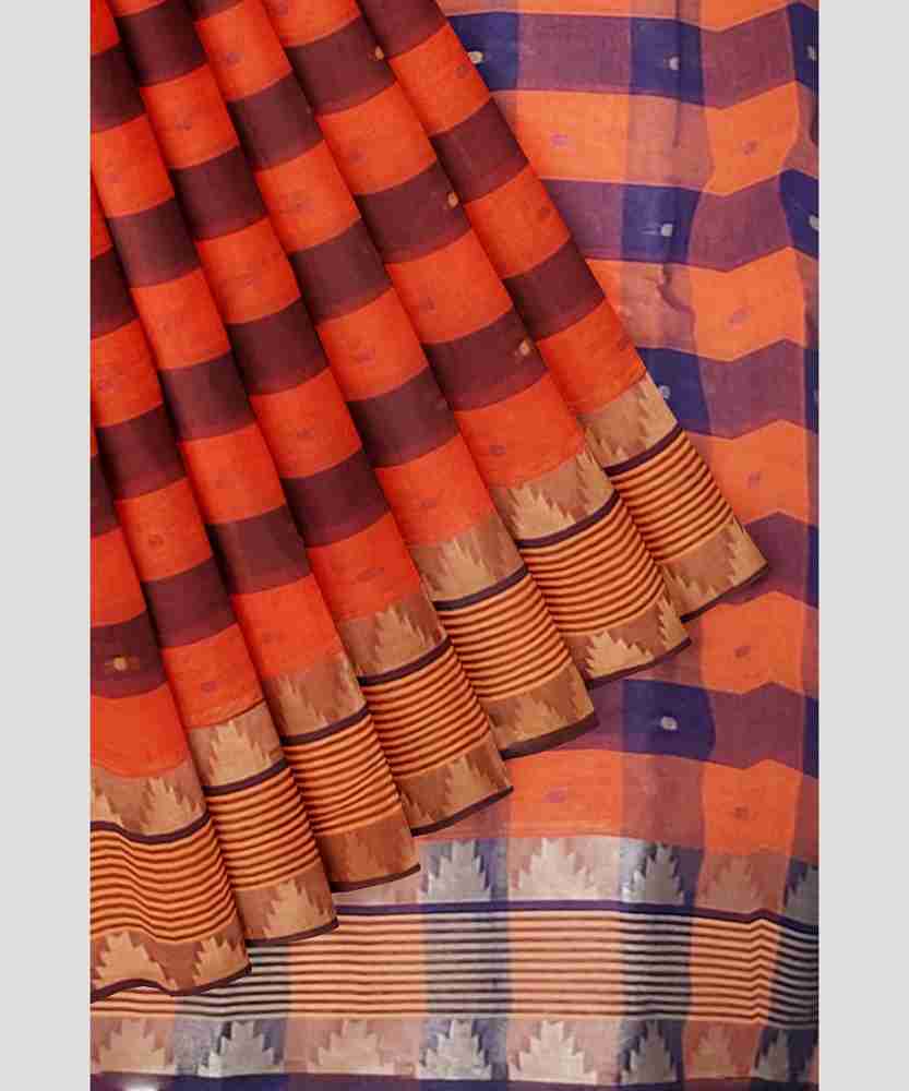 Ganpati- Tapis tissé en sari recyclé orange