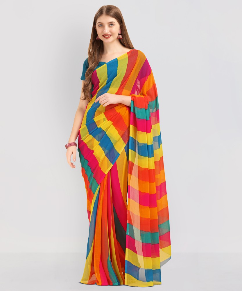 Buy Divastri Printed Leheria Chiffon Multicolor Sarees Online Best Price In India Flipkart