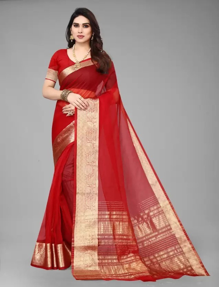 Buy ZUUL Self Design Woven Maheshwari Organza Red Sarees Online Best Price In India Flipkart