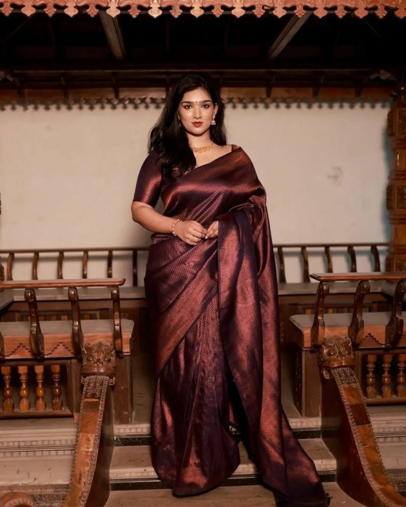 Shop Purple Heavy Zari Weaving Kanjivaram Silk Saree With blouse | Designer  Lehenga Choli