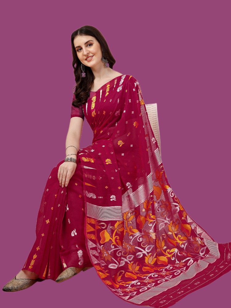 Myntra dhakai jamdani clearance saree