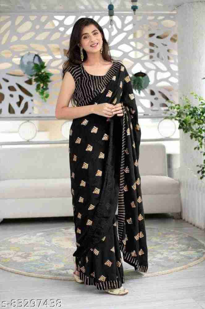 Buy Samah Embroidered, Embellished, Self Design Bollywood Georgette Black  Sarees Online @ Best Price In India