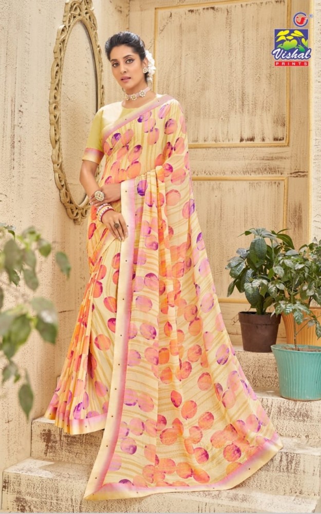 Chiffon Saree  Buy Chiffon Sarees Online - Vishal Prints