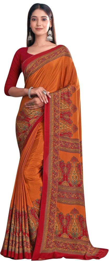 Buy Jaanvi Fashion Floral Print Bollywood Crepe Red Sarees Online @ Best  Price In India