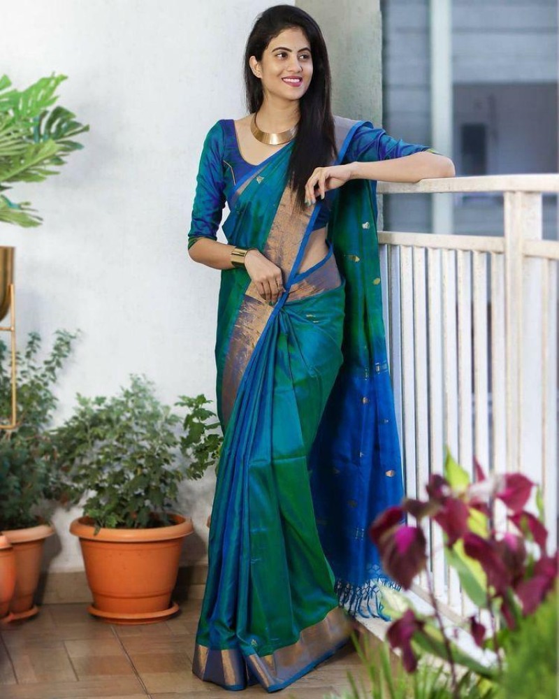 Bombey Velvat Fab Embroidered Kanjivaram Cotton Silk Saree (Brown) | Silk  sarees with price, Cotton silk, Silk sarees