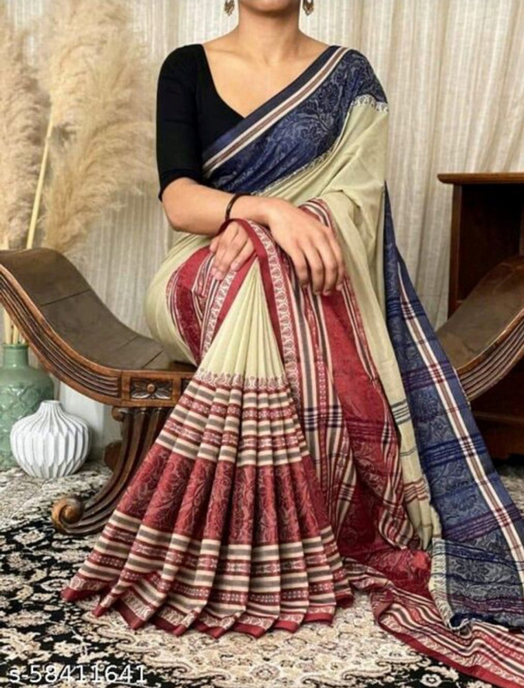 Buy Raees Ethnic Woven Handloom Pure Cotton Brown Sarees Online