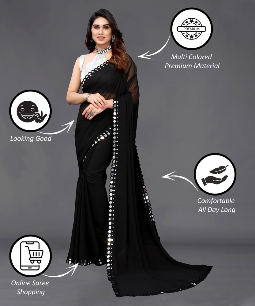 Buy RUKHA FAB Embellished Bollywood Georgette Black Sarees Online Best Price In India Flipkart