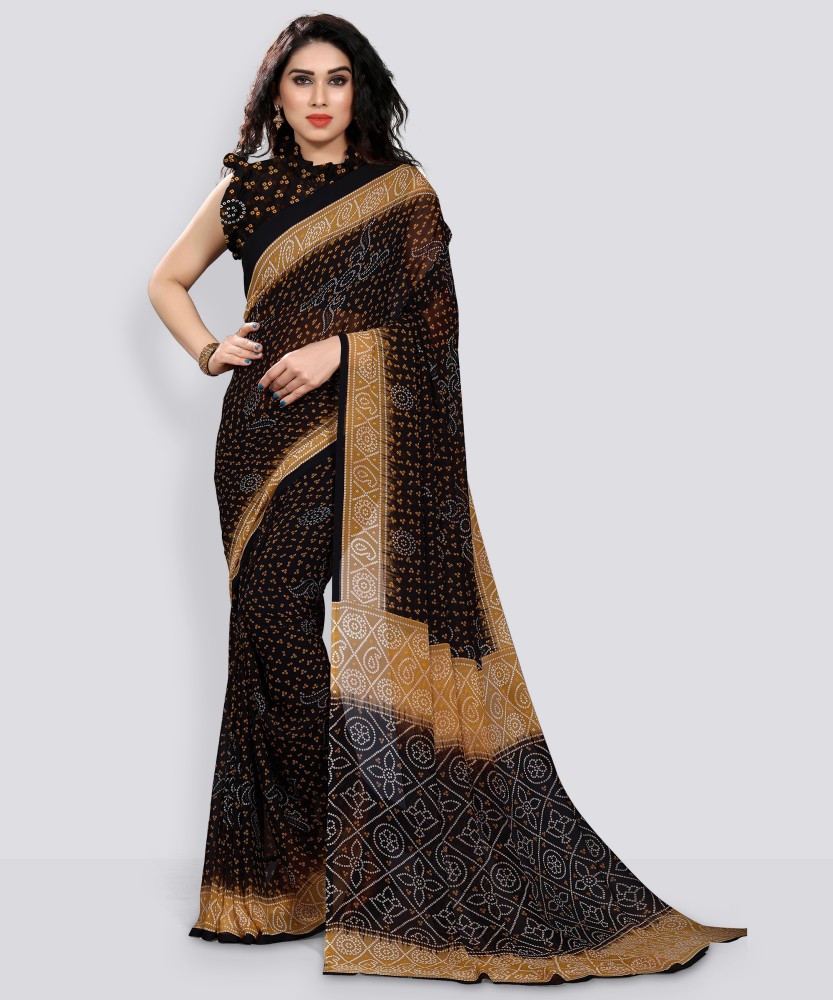 Black saree with 2025 golden border flipkart