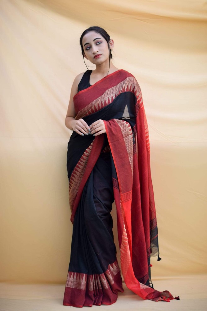 Buy Suta Black Cotton Floral Print Saree Without Blouse for Women Online @  Tata CLiQ