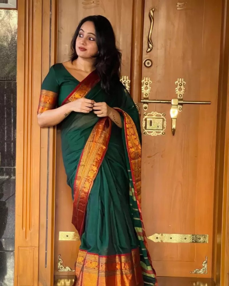 Green Pure Handloom Narayanpet Silk Saree for Online Shopping PJAU17A005