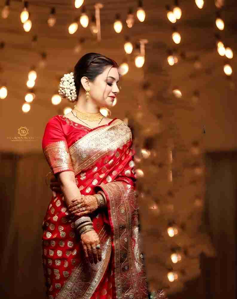 Bride with hot sale red saree