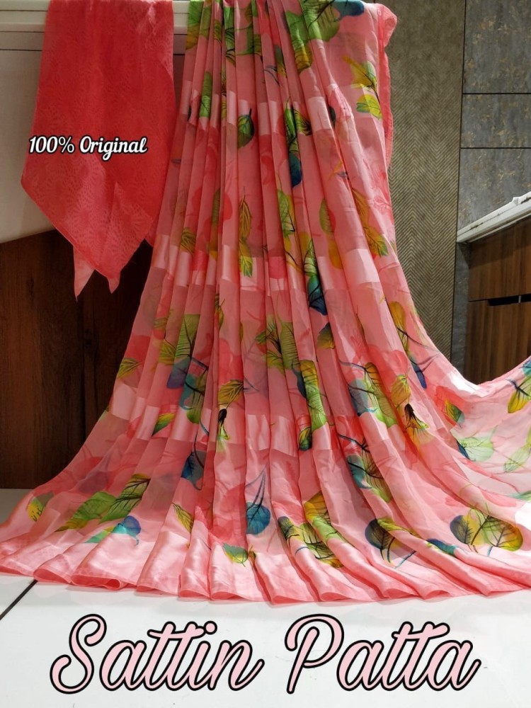 Buy Kesari Nandan Printed, Self Design, Temple Border, Dyed, Solid/Plain  Daily Wear Silk Blend, Satin Multicolor Sarees Online @ Best Price In India  | Flipkart.com