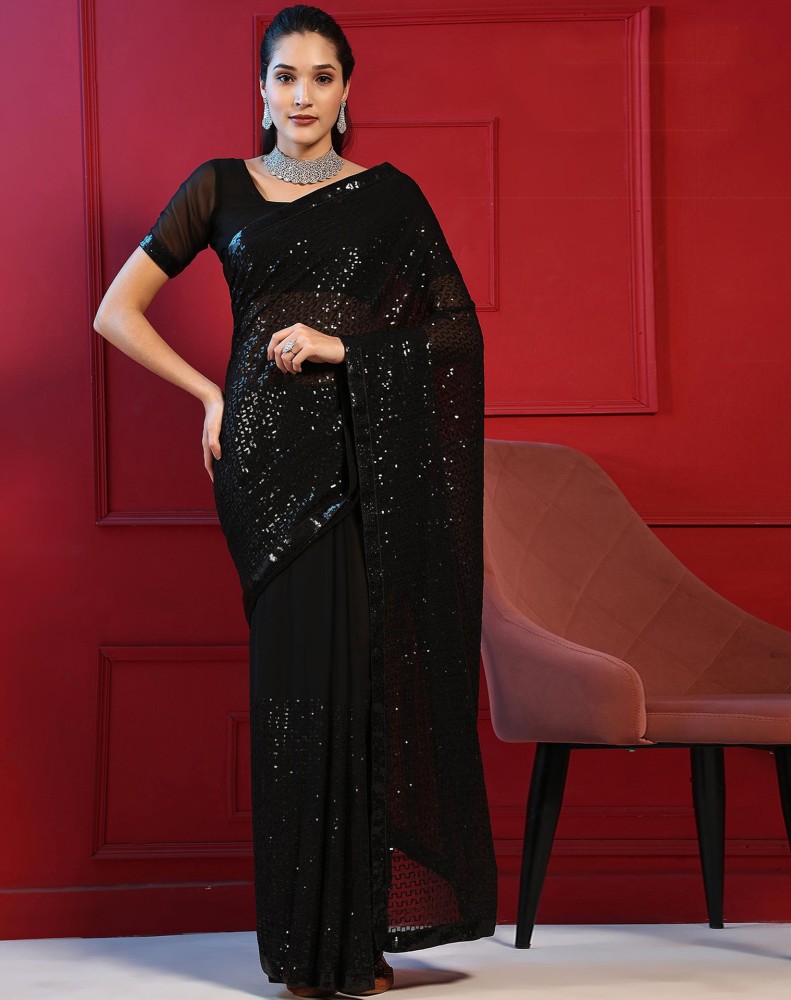 Flipkart on sale black saree