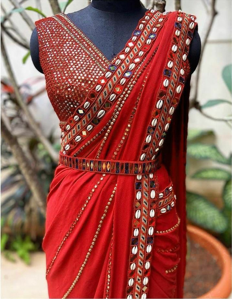 Buy jaygurudevtex Embroidered Leheria Georgette Red Sarees Online Best Price In India Flipkart