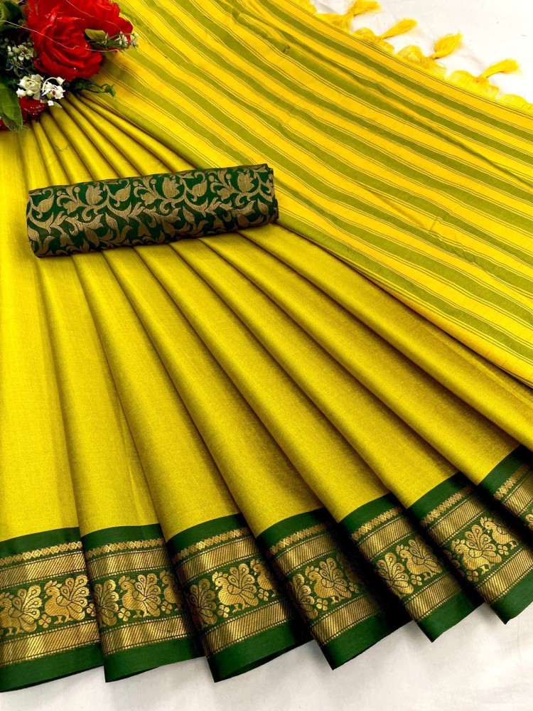 Buy mitera creation Solid Plain Maheshwari Pure Silk Pure Cotton Yellow Sarees Online Best Price In India Flipkart