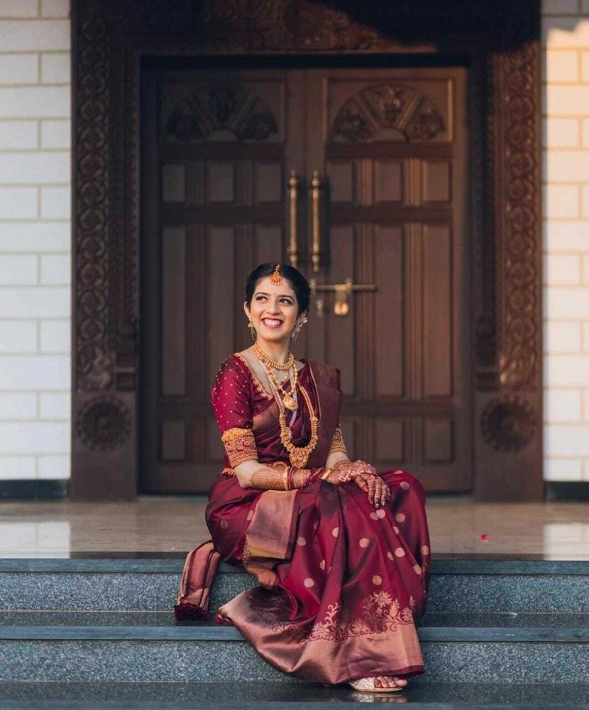 Maroon color sales wedding sarees