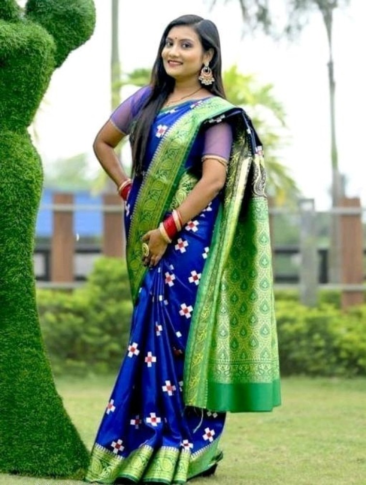 Buy Dulhan Collection Embellished Banarasi Satin Blue Sarees Online Best Price In India Flipkart