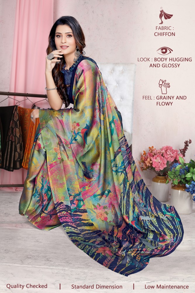Buy online Floral Print Woven Golden Border Saree With Blouse from ethnic  wear for Women by Lilots for ₹1099 at 39% off | 2024 Limeroad.com
