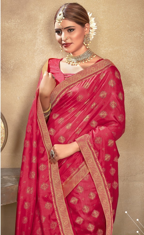 Buy sheladiya Printed Chanderi Cotton Silk Red Sarees Online @ Best Price  In India