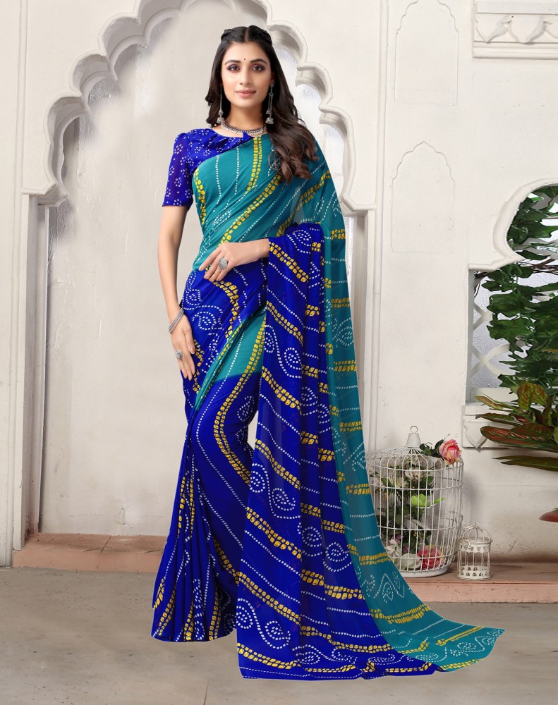 Buy SIRIL Printed Geometric Print Floral Print Daily Wear Georgette Chiffon Light Blue Sarees Online Best Price In India Flipkart