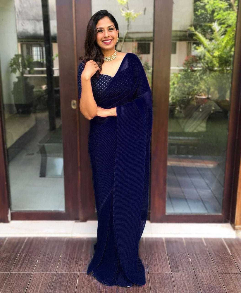 Flipkart navy blue sarees hot sale