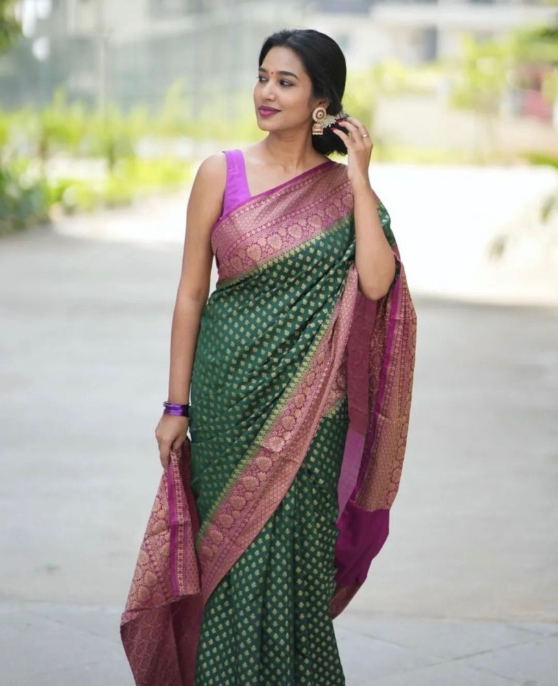 Kanjivaram Silk Woven Green Saree