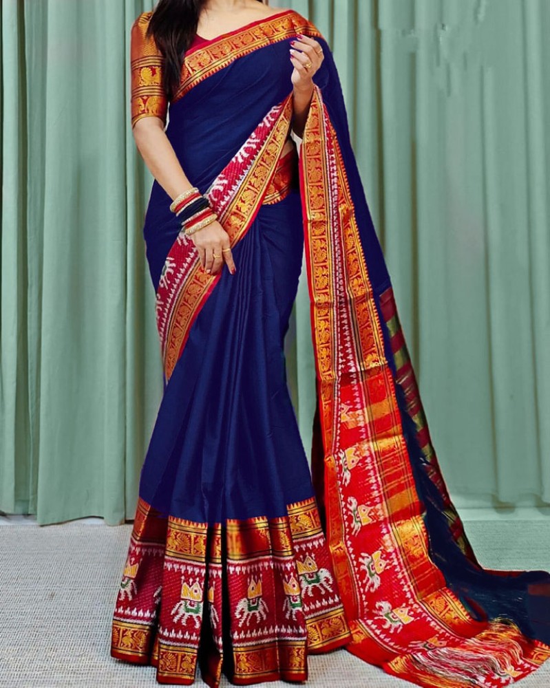 Navy blue saree flipkart best sale