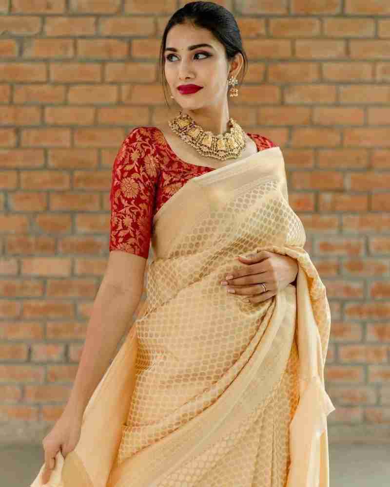 Biscuit colour wedding sarees sale