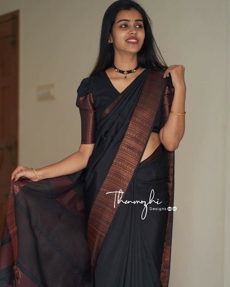 Black saree online clearance flipkart