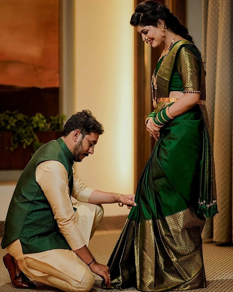 saree dark green colour