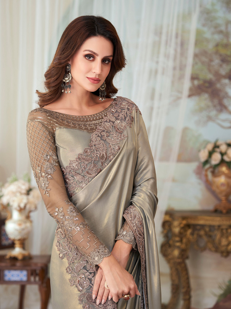 Buy Sareemall Embellished Bollywood Silk Blend Grey Sarees Online Best Price In India Flipkart