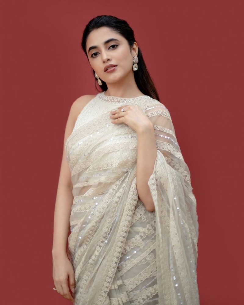 Designer net on sale saree on flipkart