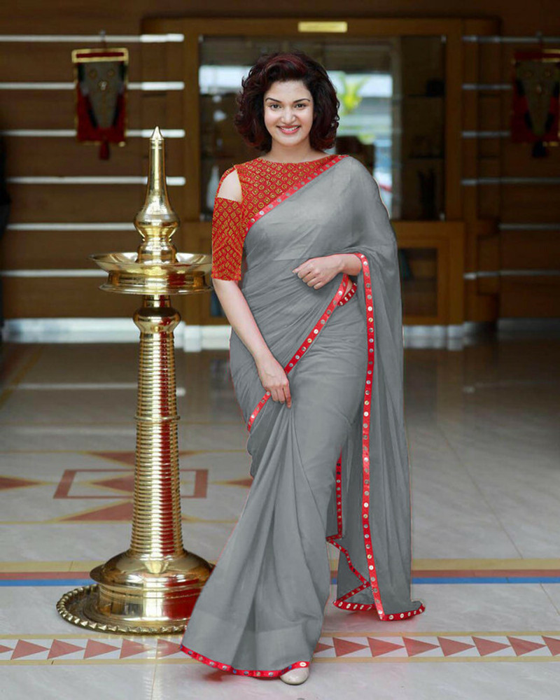 blouse for plain grey saree
