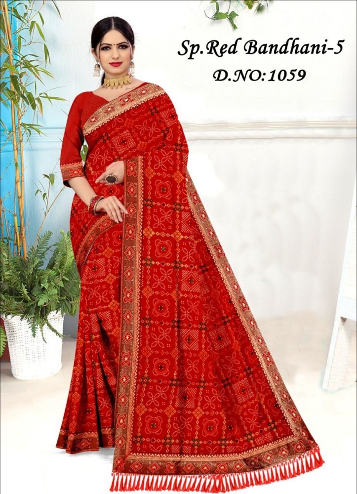 Red chunri saree deals with price