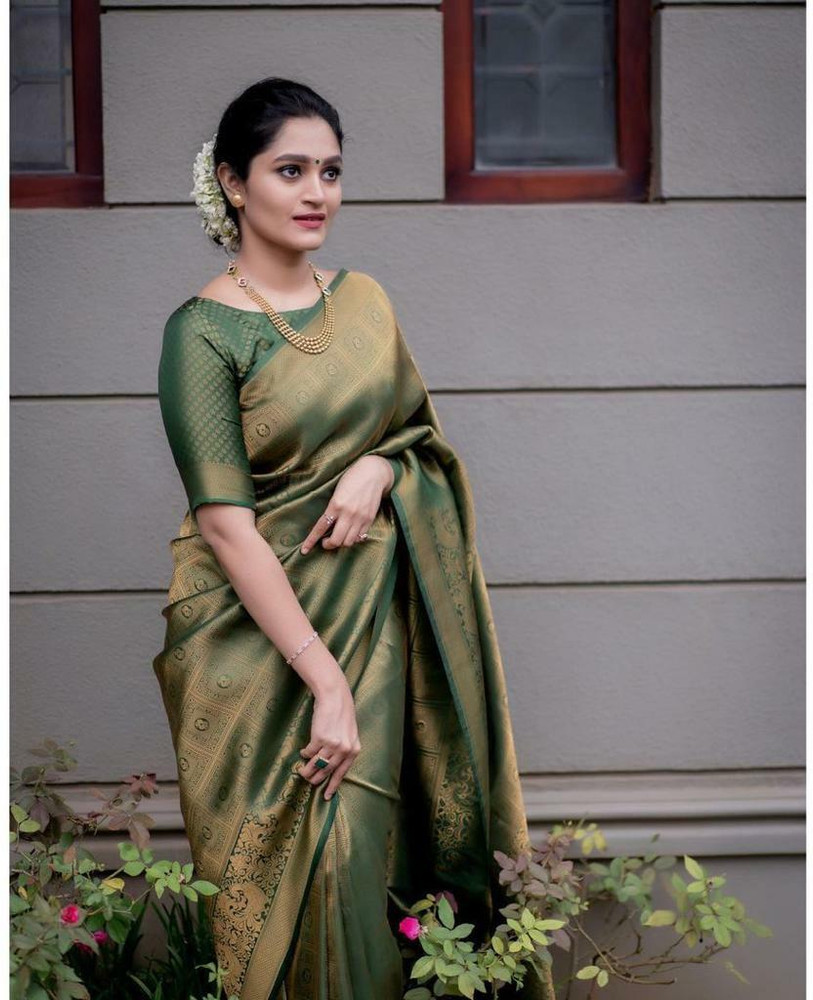 dark green silk saree online