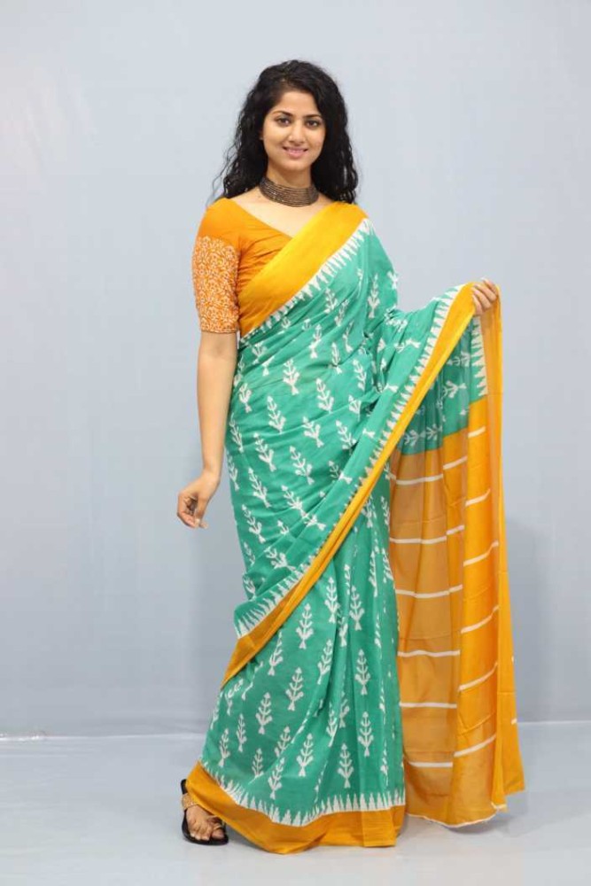 Buy nutan creations Printed, Floral Print Kalamkari Pure Cotton Red, Black  Sarees Online @ Best Price In India | Flipkart.com