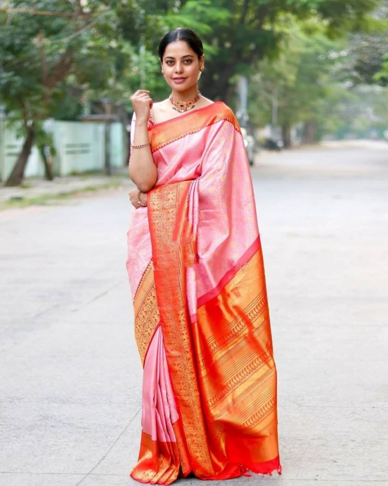 Plain saree with shop designer blouse flipkart