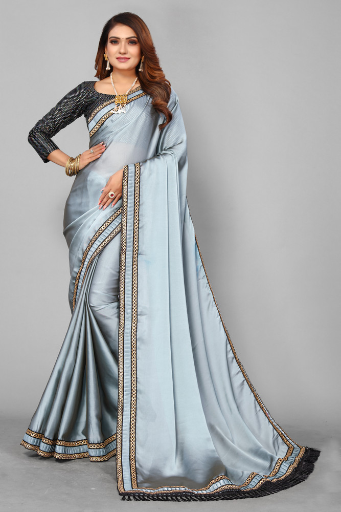 Plain saree 2025 with lace border