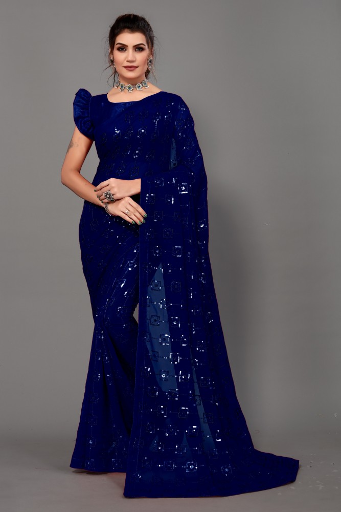 Buy TIRA Women Banarasi Silk Blend Wedding & Festive Dark Blue