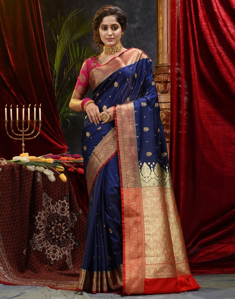 Flipkart navy blue outlet sarees